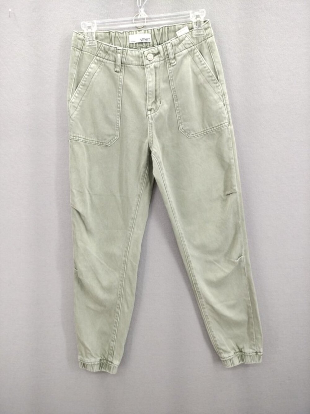 Vervet Pants Womens 25 Fits 28 Cargo Sage Green Elastic Waist Utility Trousers